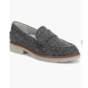 VIONIC Cleo Loafer Slate Grey Herringbone Tweed Lug Sole Shoes Size 9 NEW